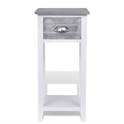 vidaXL Nočný stolík s 1 zásuvkou, sivý a biely