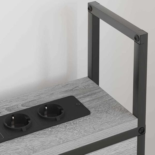 vidaXL &Uacute;ložn&aacute; čelľadka s nab&iacute;jacou stanicou s poličkou Siv&yacute; dub sonoma