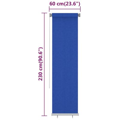 vidaXL Vonkajšia zatemňovacia roleta 60x230 cm modrá HDPE