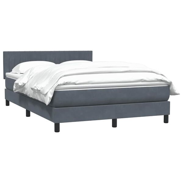vidaXL Posteľný rám boxspring s matracom tmavosivý 140x210 cm zamat