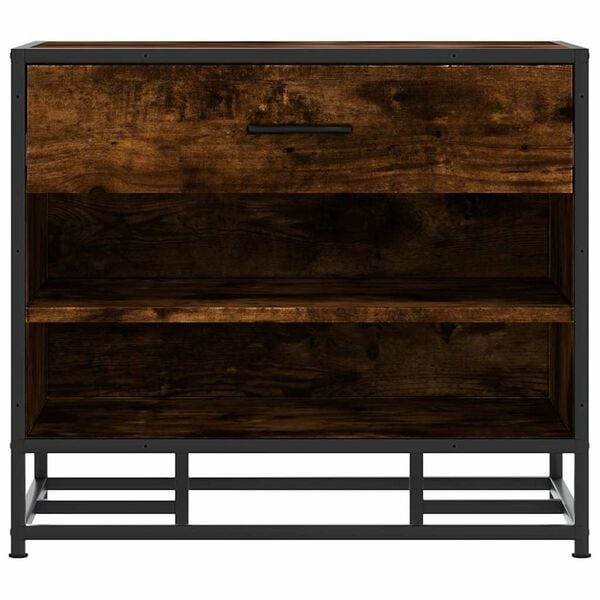 vidaXL Lavica na topánky dymový dub 60x40x53,5 cm kompozitné drevo+kov