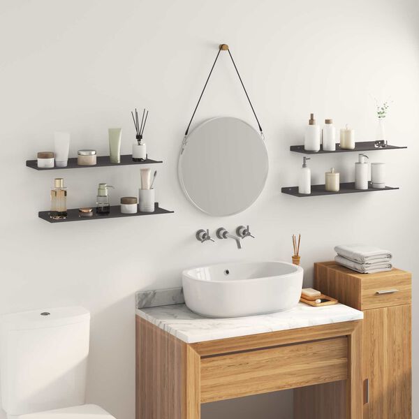 vidaXL Z&aacute;vesn&aacute; polica N&aacute;stenn&yacute; 4 pcs Čierny 60 x 18 x 2,5 cm Oceľ