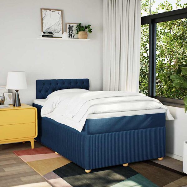 vidaXL Boxspring posteľ s matracom modrá 120x190 cm látka