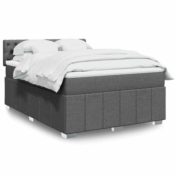 vidaXL Boxspring posteľ s matracom tmavosiv&aacute; 140x200 cm l&aacute;tka
