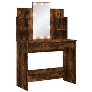 vidaXL Toaletn&yacute; stol&iacute;k s LED svetlami dymov&yacute; dub 96x40x142 cm
