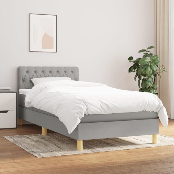vidaXL Boxspring posteľ s matracom bledosiv&yacute; 100x200 cm l&aacute;tka