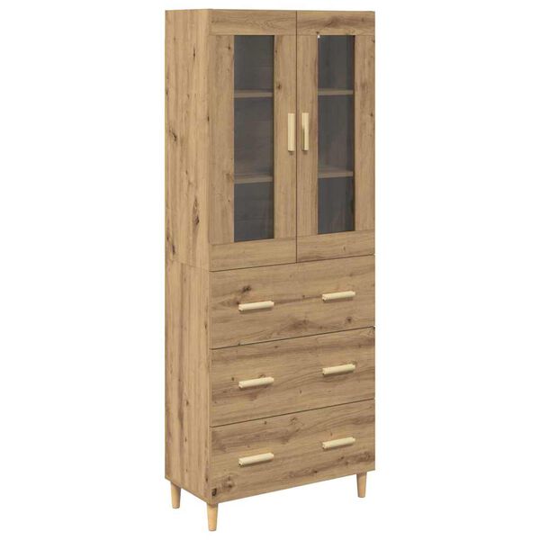 vidaXL Highboard so z&aacute;suvkou Remeseln&yacute; dub 69,5 x 34 x 180 cm