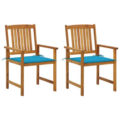 vidaXL Záhradné stoličky s podložkami 2 ks, akáciový masív