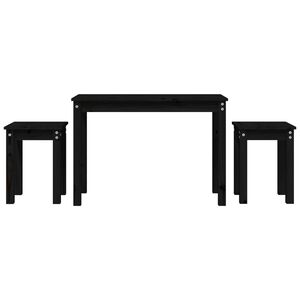 vidaXL Zas&uacute;vacie stol&iacute;ky 3 ks čierne borovicov&yacute; mas&iacute;v