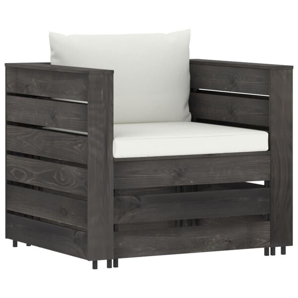 vidaXL 2-dielna sedacia súprava s podložkami, sivá, impregnované drevo