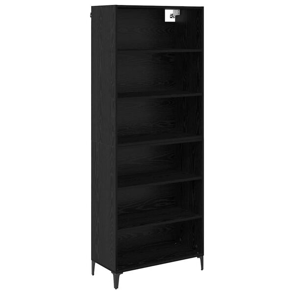 vidaXL Highboard Čierny dub 69,5 x 34 x 180 cm Kompozitn&eacute; drevo