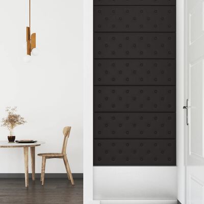 vidaXL Nástenné panely 12 ks čierne 90x30 cm umelá koža 3,24 m²