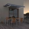 vidaXL Automatick&aacute; mark&iacute;za, LED a senzor vetra 450x300 cm, modr&aacute;/biela