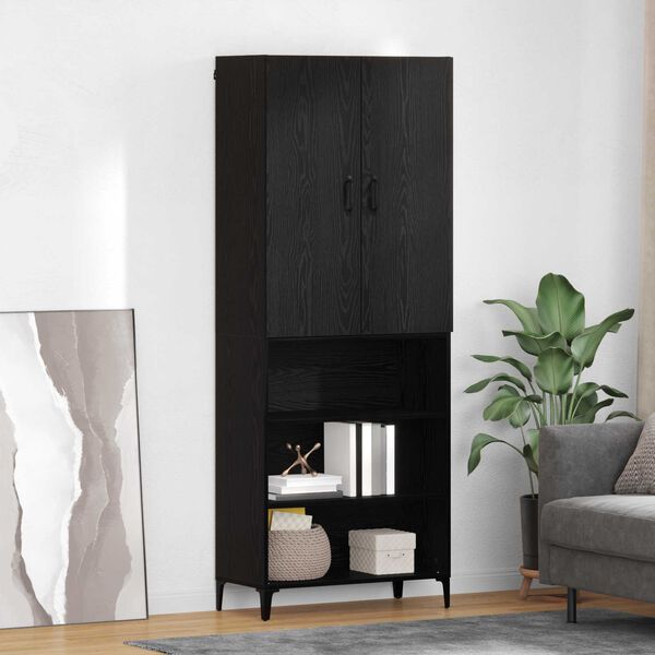 vidaXL Highboard Čierny dub 69,5 x 34 x 180 cm Kompozitn&eacute; drevo