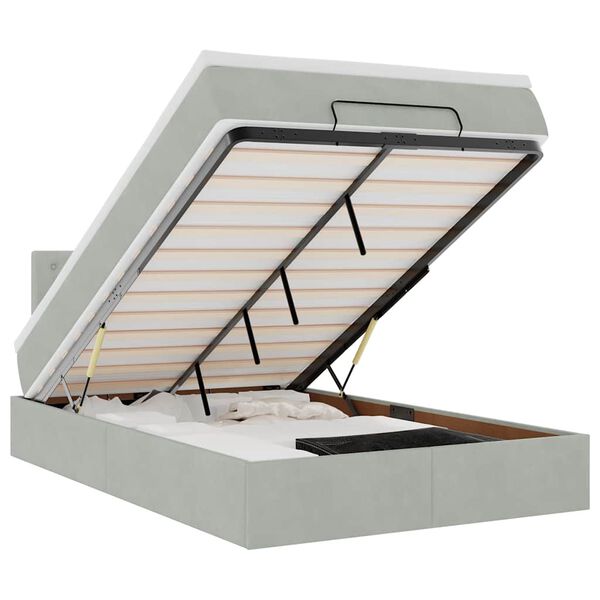 vidaXL Osmansk&yacute; r&aacute;m postele s matracom svetlosiv&aacute; 120x200 cm zamat