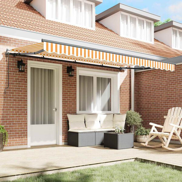 vidaXL Zatemniteľn&aacute; mark&iacute;za Žlt&aacute; a biela 350 x 200 cm