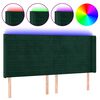 vidaXL Čelo postele s LED tmavozelen&eacute; 183x16x118/128 cm zamat