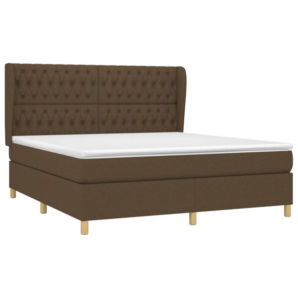vidaXL Boxspring posteľ s matracom tmavohned&aacute; 180x200 cm l&aacute;tka