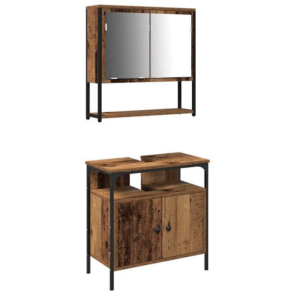 vidaXL Sada k&uacute;peľňov&eacute;ho n&aacute;bytku N&aacute;stenn&yacute; 2 pcs Hned&aacute; Kompozitn&eacute; drevo