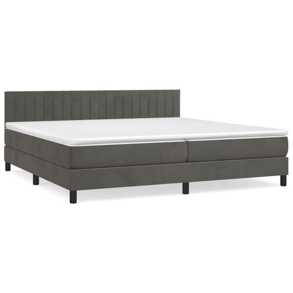 vidaXL Posteľn&yacute; r&aacute;m boxspring s matracom tmavosiv&yacute; 200x200 cm zamat