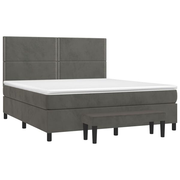 vidaXL Posteľn&yacute; r&aacute;m boxspring s matracom tmavosiv&yacute; 180x200 cm zamat