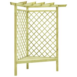 vidaXL Rohov&aacute; pergola s lavičkou 130x130x197 cm, impregnovan&aacute; borovica