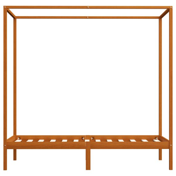vidaXL Posteľný rám so strieškou medovo-hnedý 90x200 cm borovicový masív