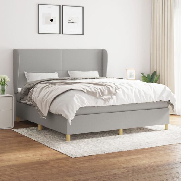 vidaXL Boxspring posteľ s matracom svetlosiv&aacute; 100x200 cm l&aacute;tka