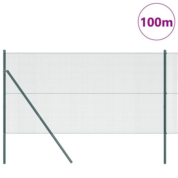 vidaXL Stĺp na plot. Zelen&aacute; 100 x 1 m (12 x 12 mm sieť) Ocel a PVC