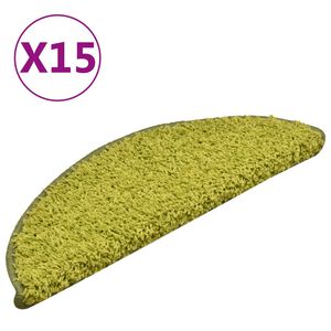 vidaXL Kobercov&eacute; n&aacute;&scaron;ľapy na schody 15 ks zelen&eacute; 56x17x3 cm