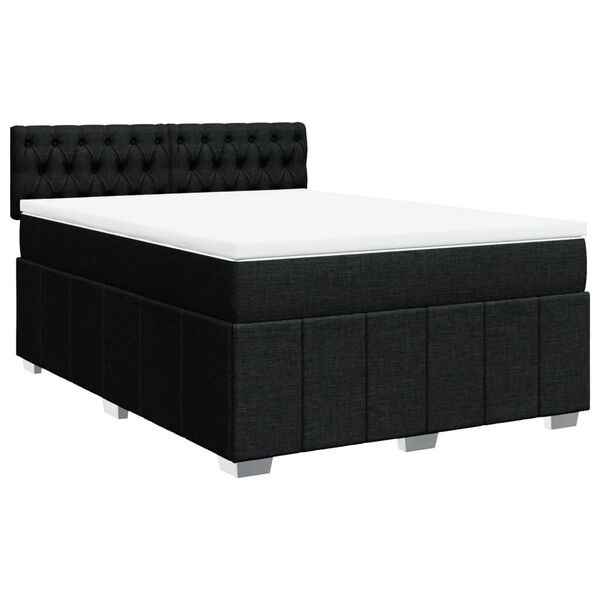 vidaXL Posteľn&yacute; r&aacute;m boxspring s matracom čierny 160x200 cm l&aacute;tka