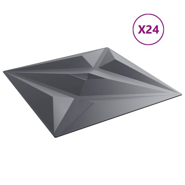 vidaXL N&aacute;stenn&eacute; panely Hviezda 24 pcs Star &Scaron;ed&yacute; 50 x 50 cm XPS Pena