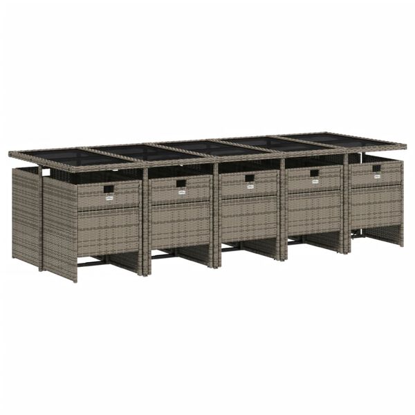 vidaXL 11-dielna záhradná jedálenská súprava s vankúšmi sivá polyratan