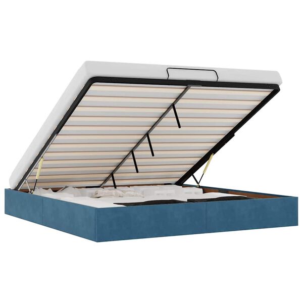 vidaXL Osmanský rám postele bez matraca Tmavomodrá 200x200 cm Zamat