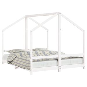 vidaXL R&aacute;m detskej postele biely 2x(80x200) cm mas&iacute;vna borovica