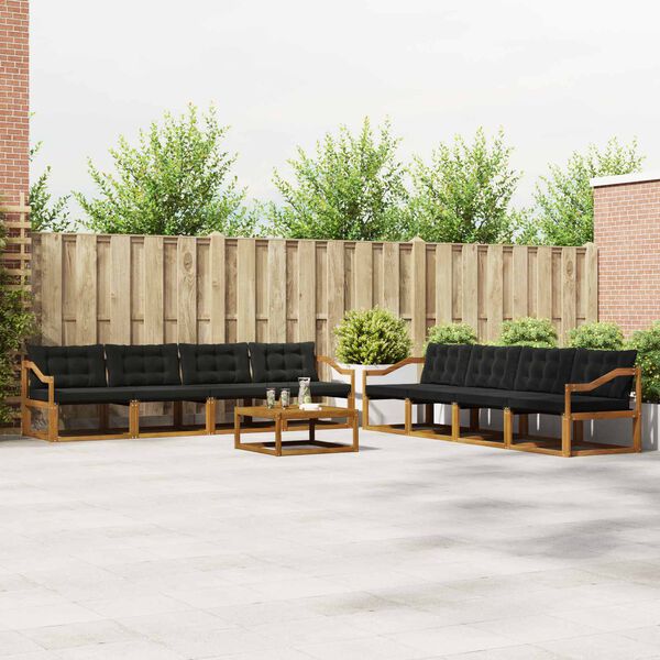 vidaXL Z&aacute;hradn&aacute; s&uacute;prava gaučov s vank&uacute;&scaron;om 9 pcs Pr&iacute;rodn&aacute; a čierna