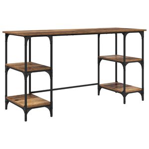 vidaXL St&ocirc;l s poličkou Star&eacute; drevo 140 x 50 x 75 cm Kompozitn&eacute; drevo