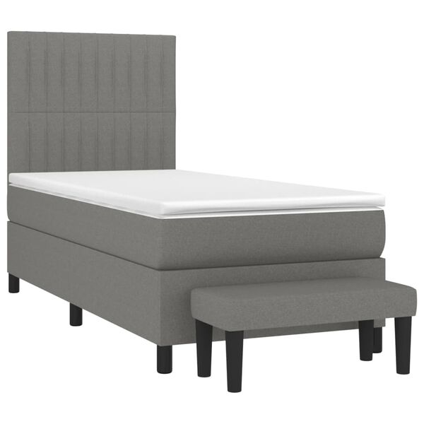 vidaXL Boxspring posteľ s matracom tmavosiv&aacute; 100x200 cm l&aacute;tka
