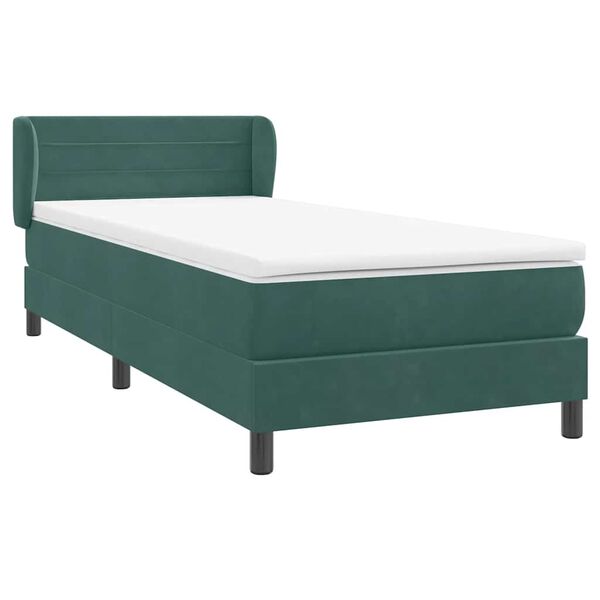 vidaXL Posteľn&yacute; r&aacute;m boxspring s matracom Tmavozelen&aacute; 80x210 cm zamat