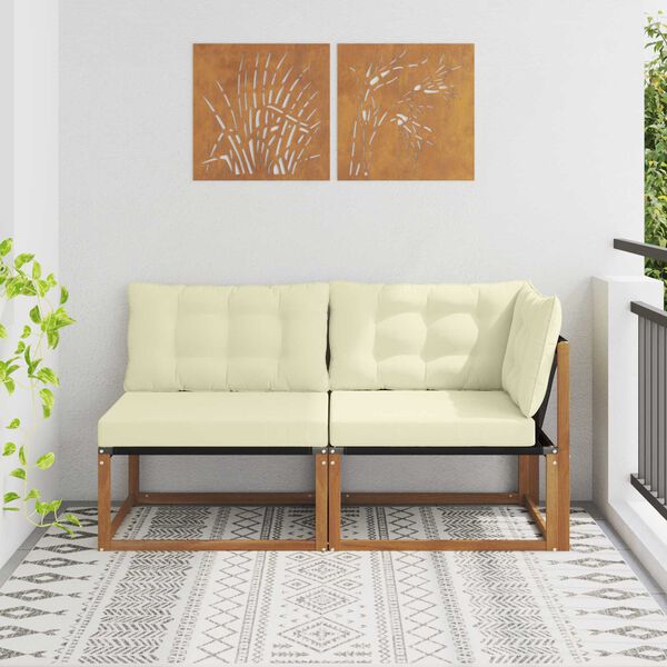 vidaXL Stredov&yacute; a roh gauč 2 Kus Pr&iacute;rodn&aacute; Pevn&eacute; ak&aacute;ciov&eacute; drevo