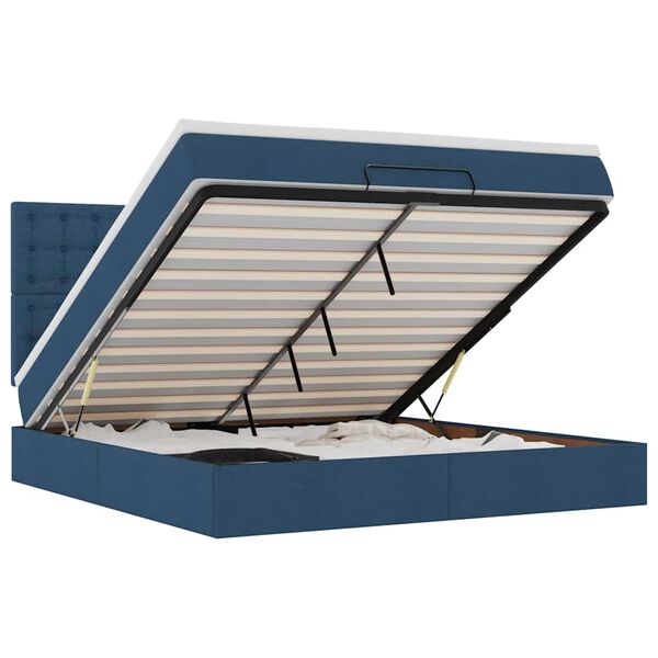 VidaXL Osmanská posteľ s matracom Modrá 160x200cm Látka