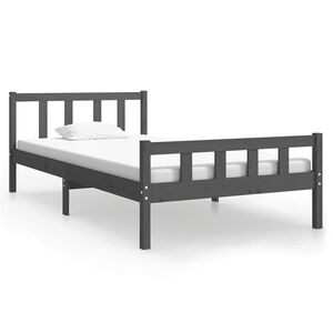 vidaXL Posteľn&yacute; r&aacute;m siv&yacute; mas&iacute;vne drevo 100x200 cm