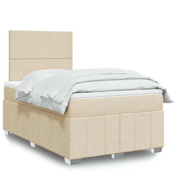 vidaXL Boxspring posteľ s matracom krémová 120x190 cm látka