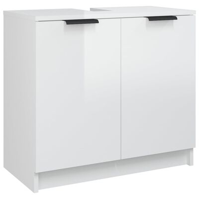 vidaXL 3-dielna súprava kúpeľňových skriniek lesklá biela komp. drevo
