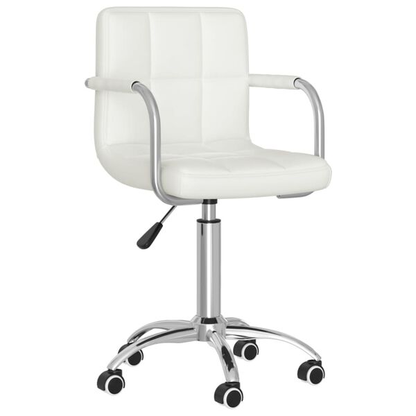 vidaXL Otočn&eacute; jed&aacute;lensk&eacute; stoličky 2 ks biele umel&aacute; koža