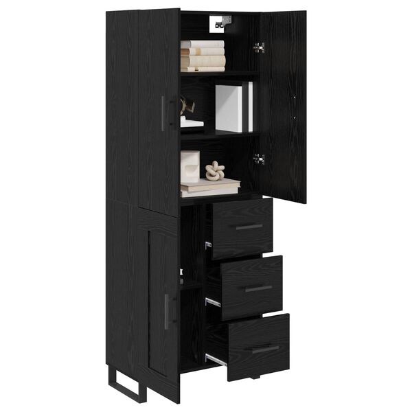 vidaXL Highboard so z&aacute;suvkou 2 pcs Čierny dub 69,5 x 34 x 180 cm