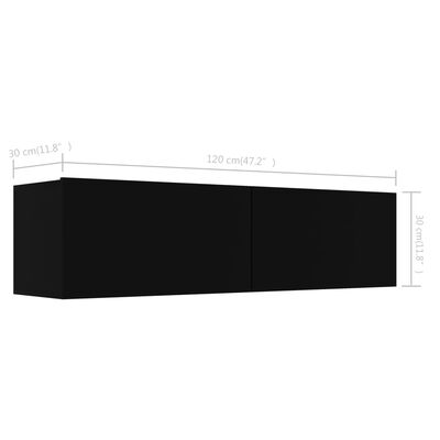 vidaXL TV skrinka, čierna 120x30x30 cm, kompozitné drevo