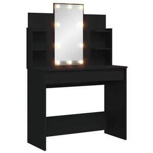 vidaXL Toaletn&yacute; stol&iacute;k s LED svetlami čierny 96x40x142 cm