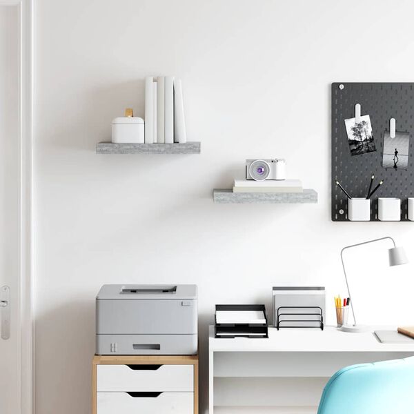 vidaXL Pl&aacute;vaj&uacute;ce n&aacute;stenn&eacute; police 2 ks bet&oacute;novo-siv&eacute; 40x23x3,8 cm MDF