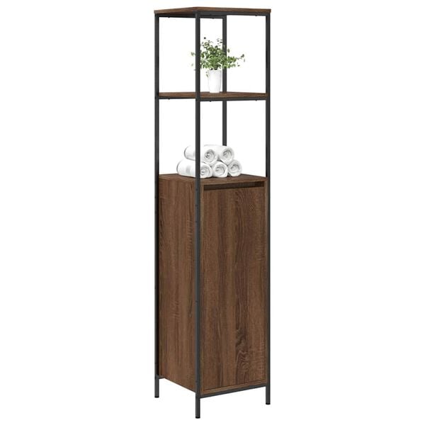 vidaXL Kúpeľňová skrinka s policami dub hnedý 36x35x165 cm